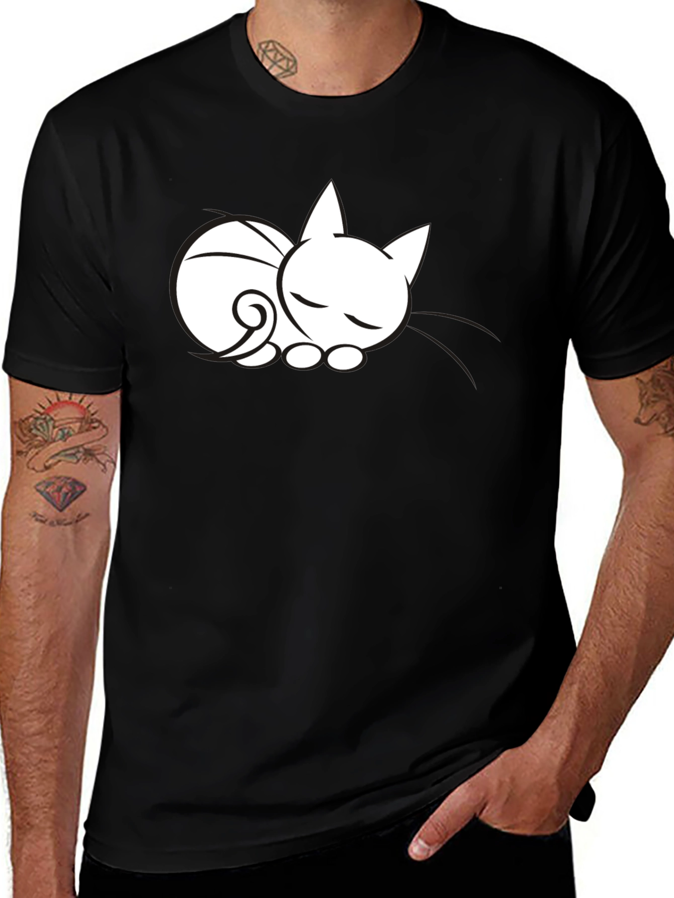 Sleeping Cat Graphic Tee - Soft Cotton