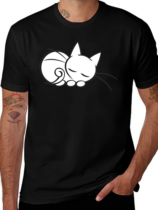 Sleeping Cat Graphic Tee - Soft Cotton