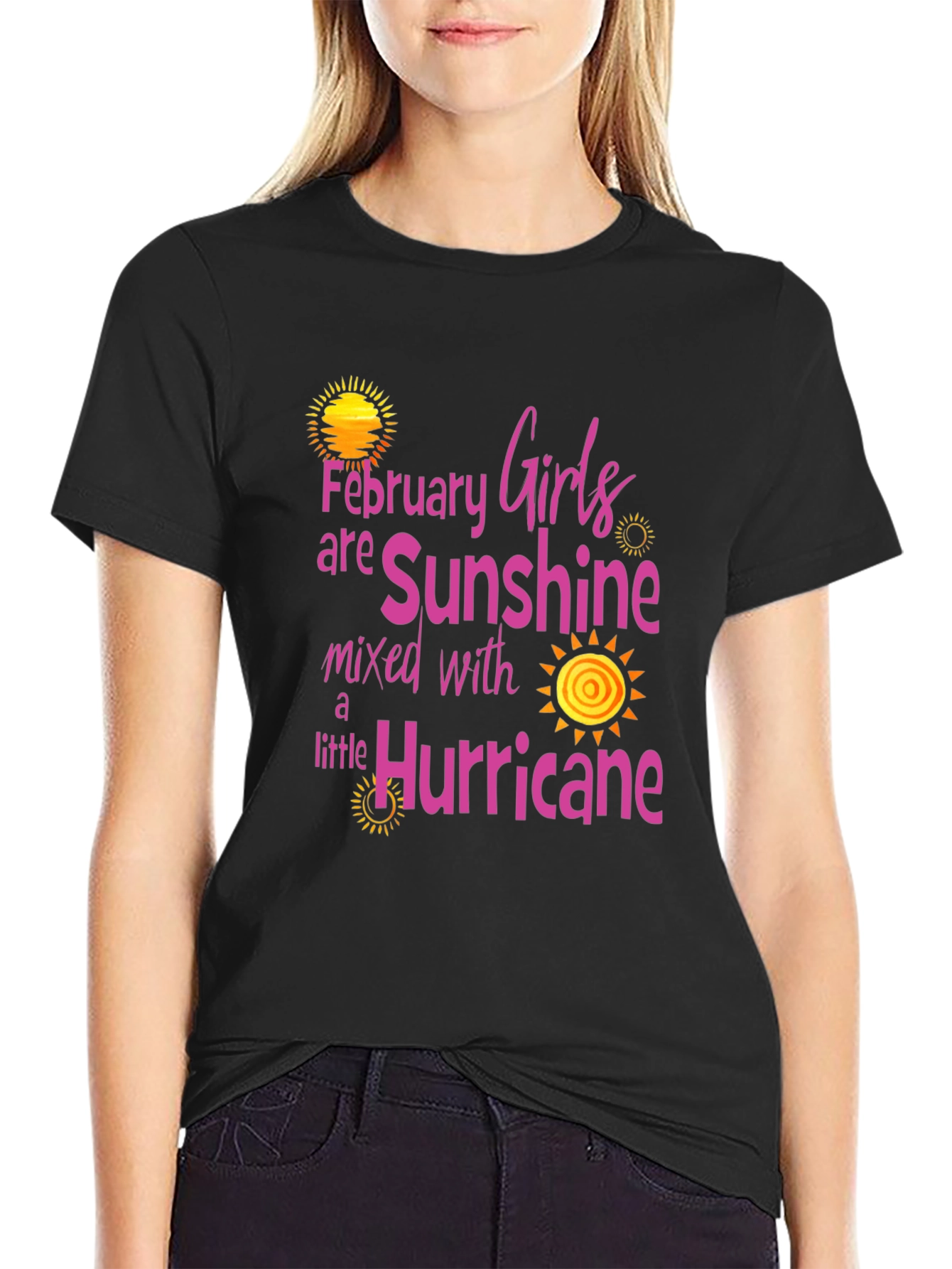 February Girls Sunshine Hurricane Black T-Shirt