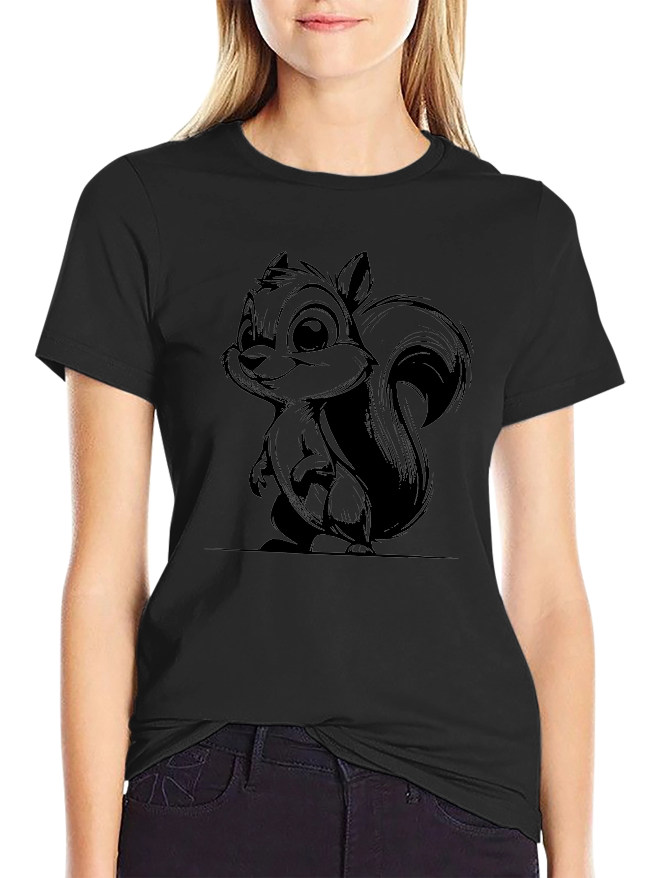 Squirrel Graphic Black T-Shirt
