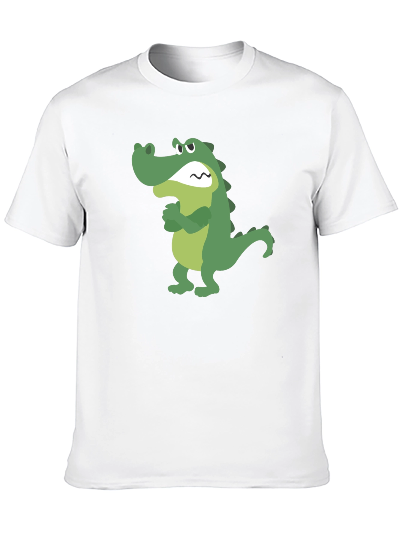 Cartoon Alligator Graphic Tee - Black Cotton T-Shirt