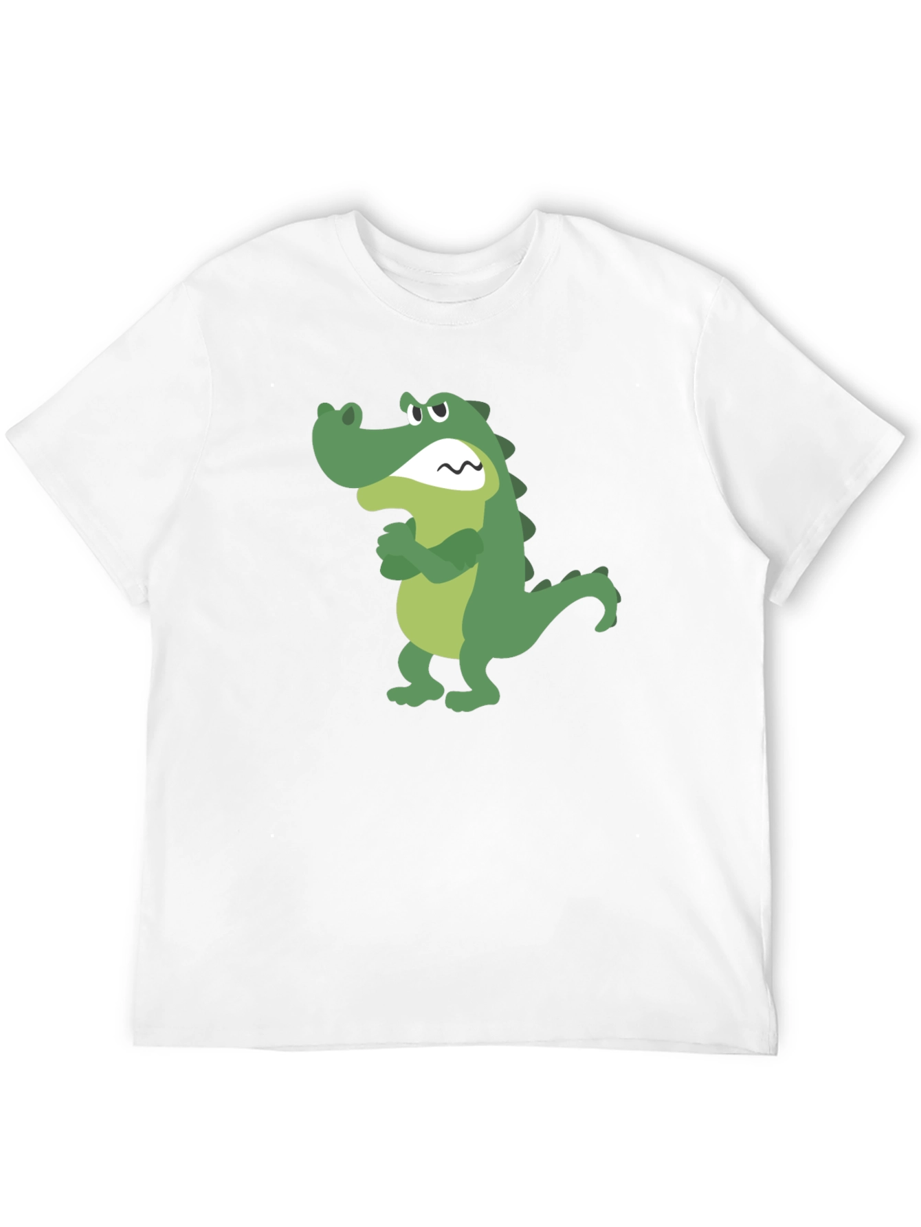 Cartoon Alligator Graphic Tee - Black Cotton T-Shirt