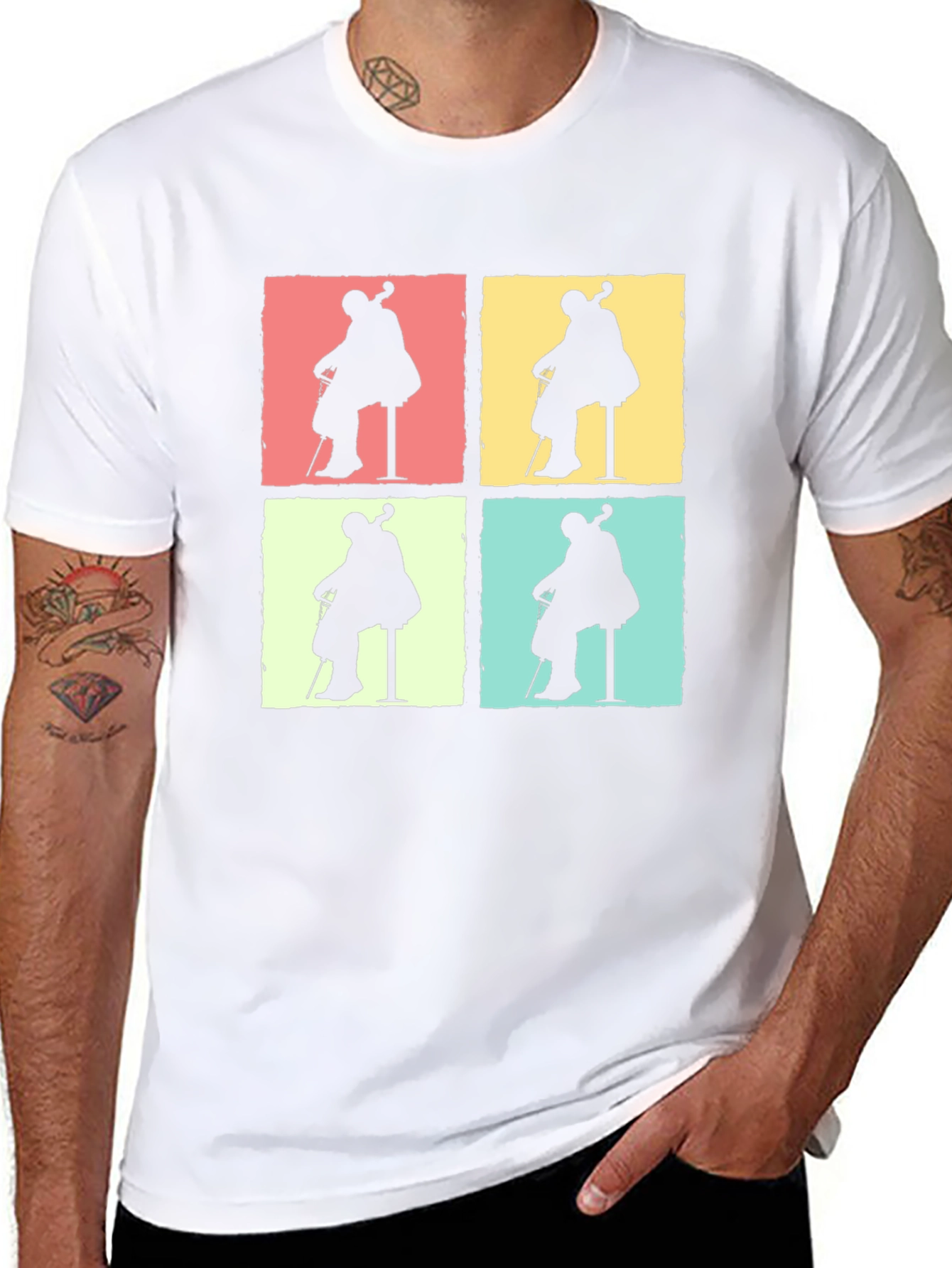 Cello Player Silhouette Graphic T-Shirt