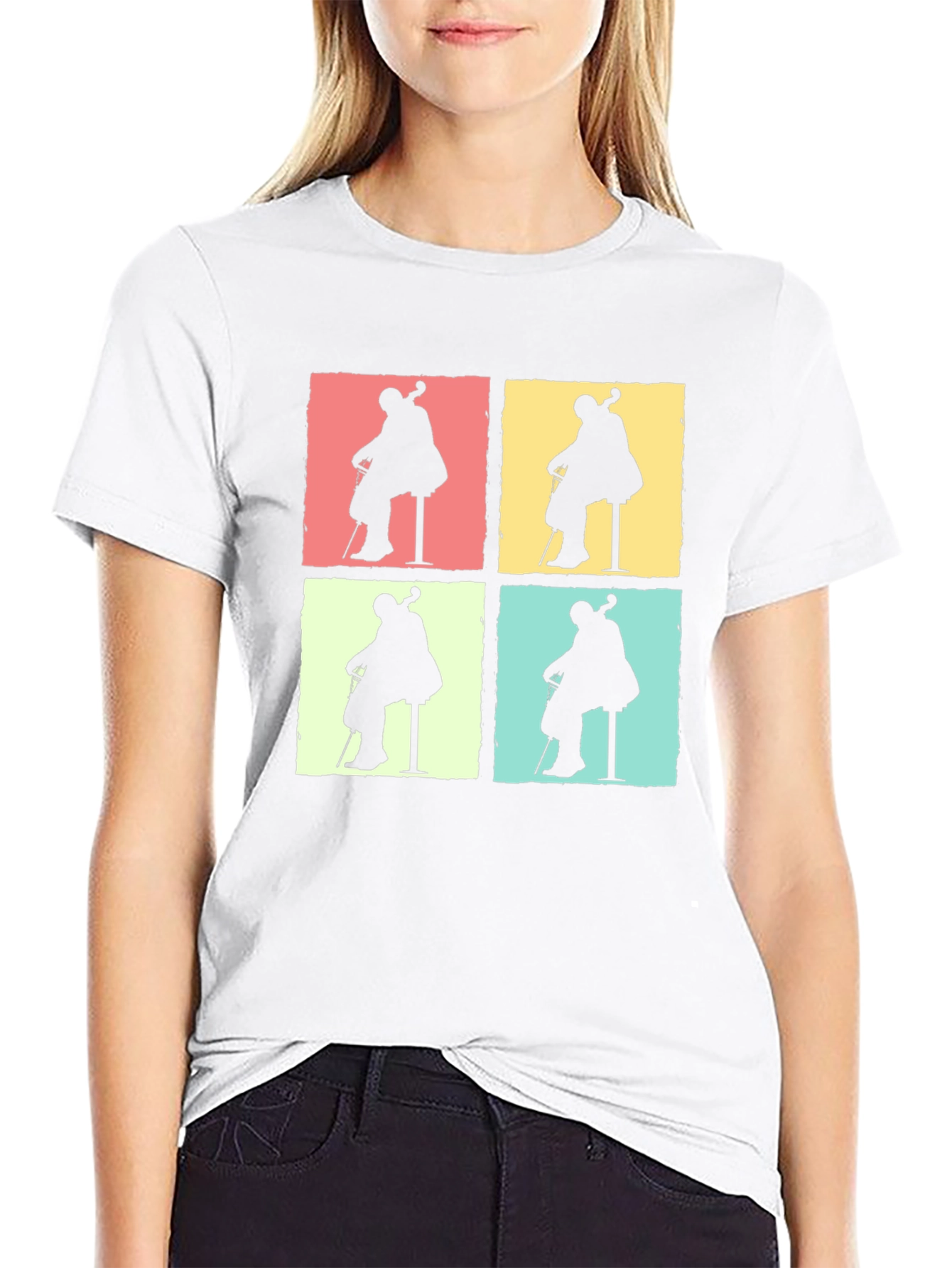 Cello Player Silhouette Graphic T-Shirt