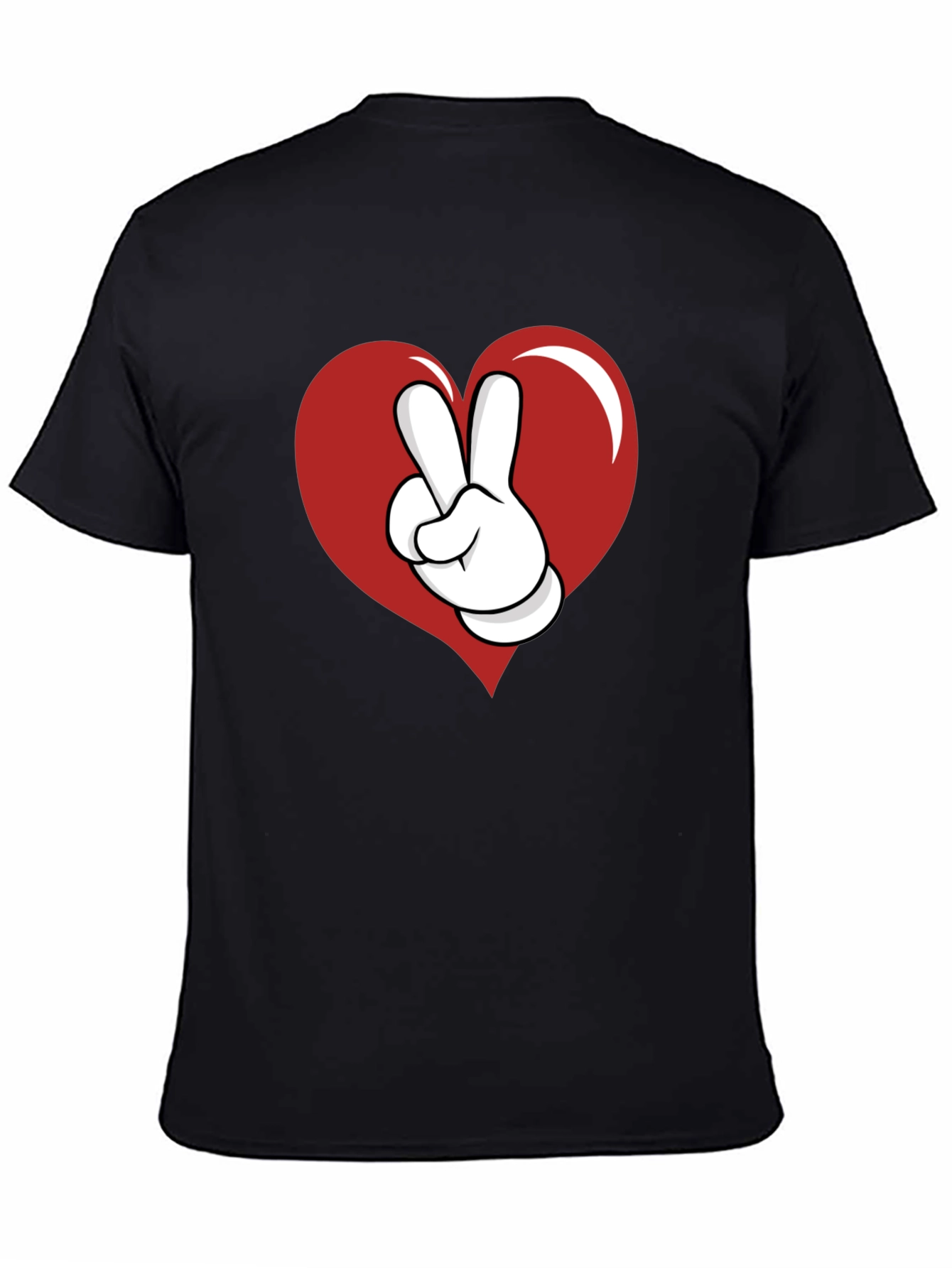 Heart Peace Sign Graphic Tee - Black