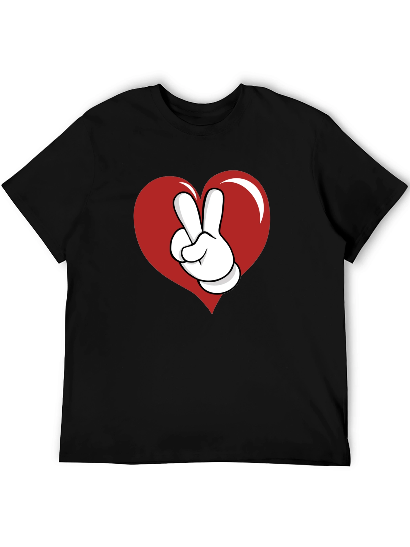 Heart Peace Sign Graphic Tee - Black
