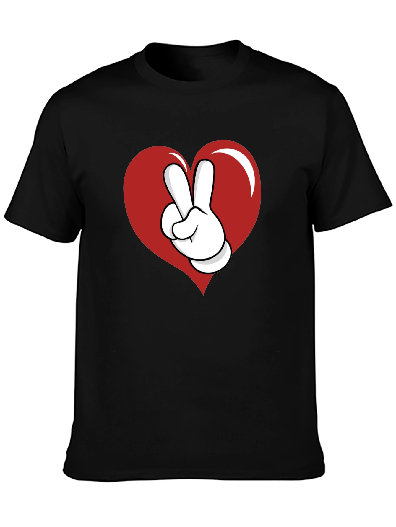 Heart Peace Sign Graphic Tee - Black