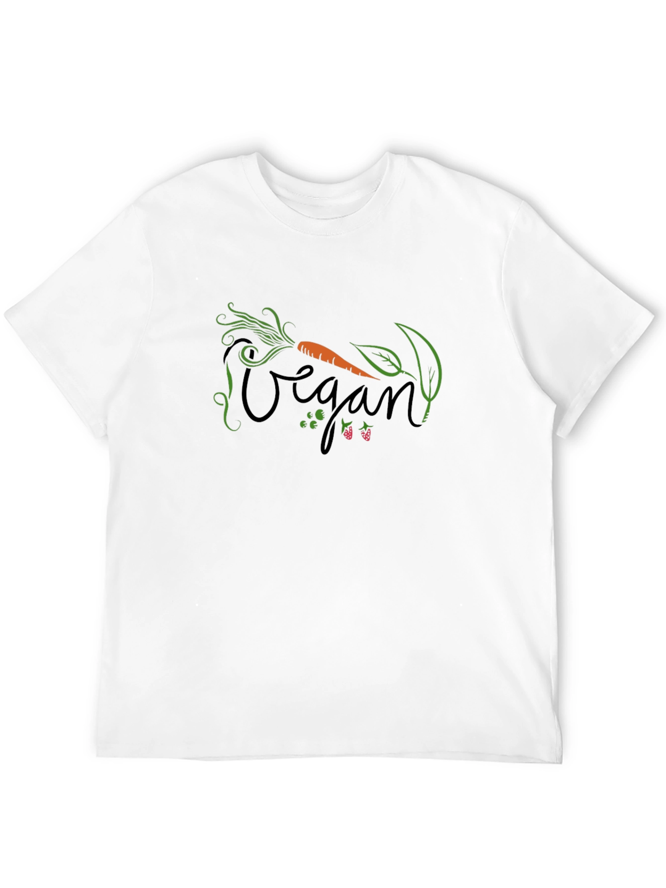 Vegan Graphic T-Shirt: Carrot and Berries Design