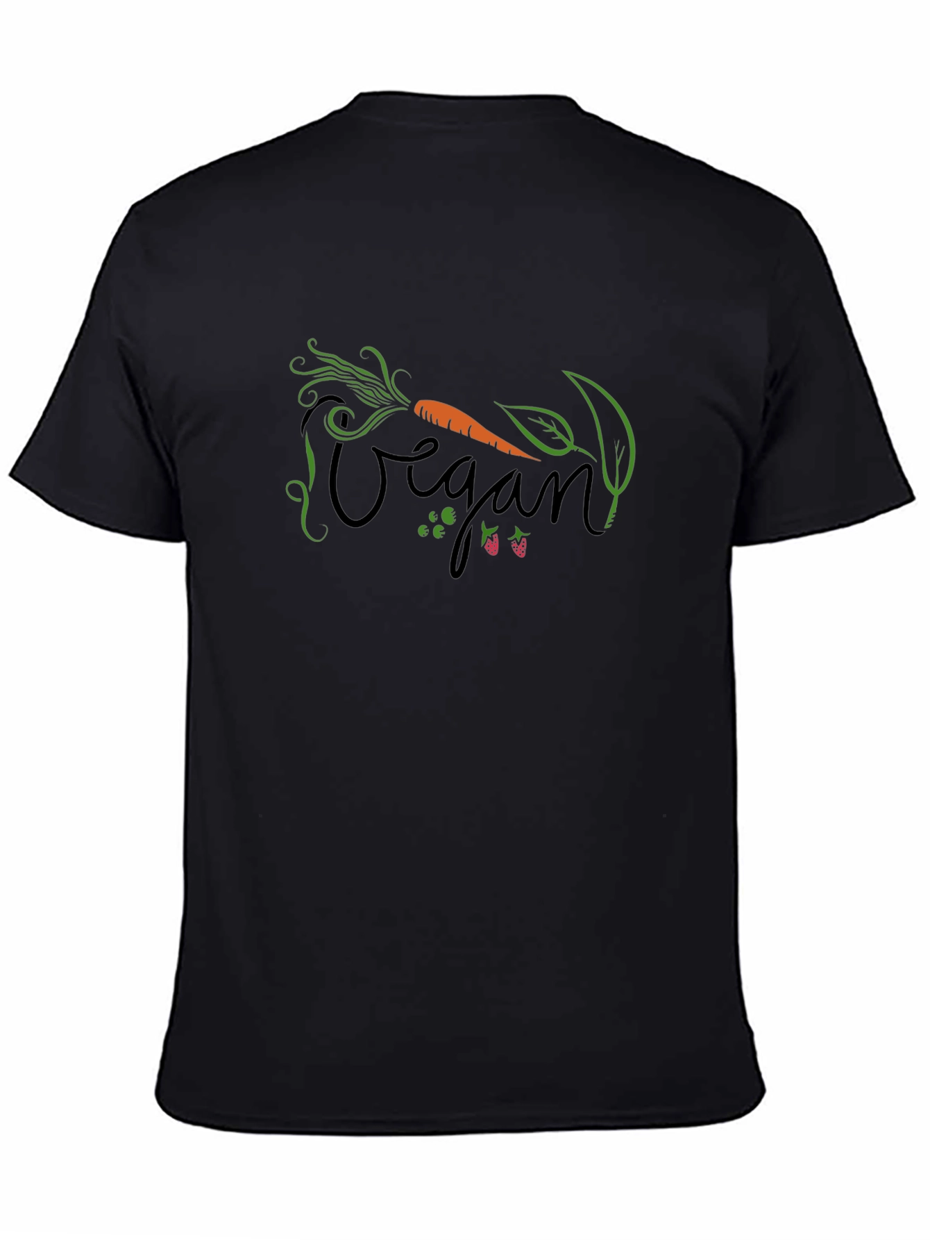 Vegan Graphic T-Shirt: Carrot and Berries Design