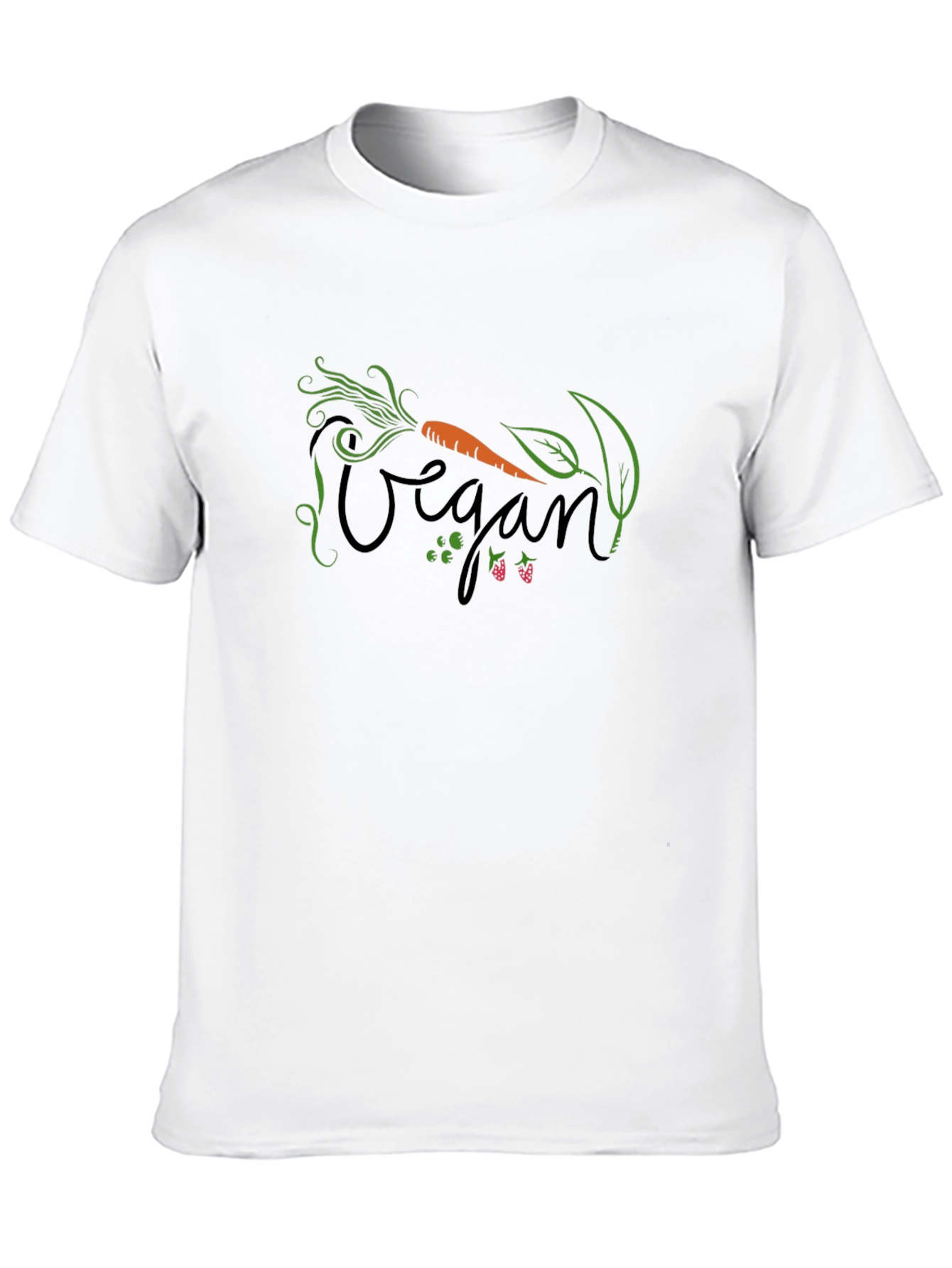 Vegan Graphic T-Shirt: Carrot and Berries Design