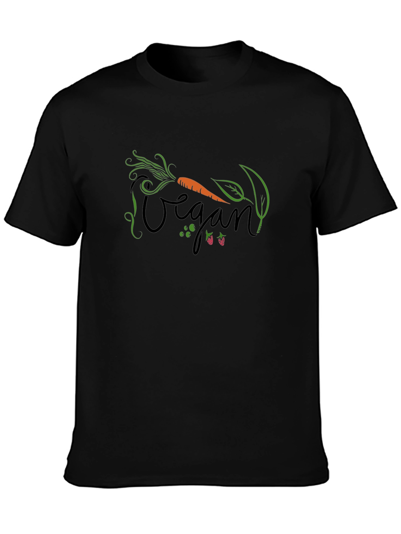 Vegan Graphic T-Shirt: Carrot and Berries Design