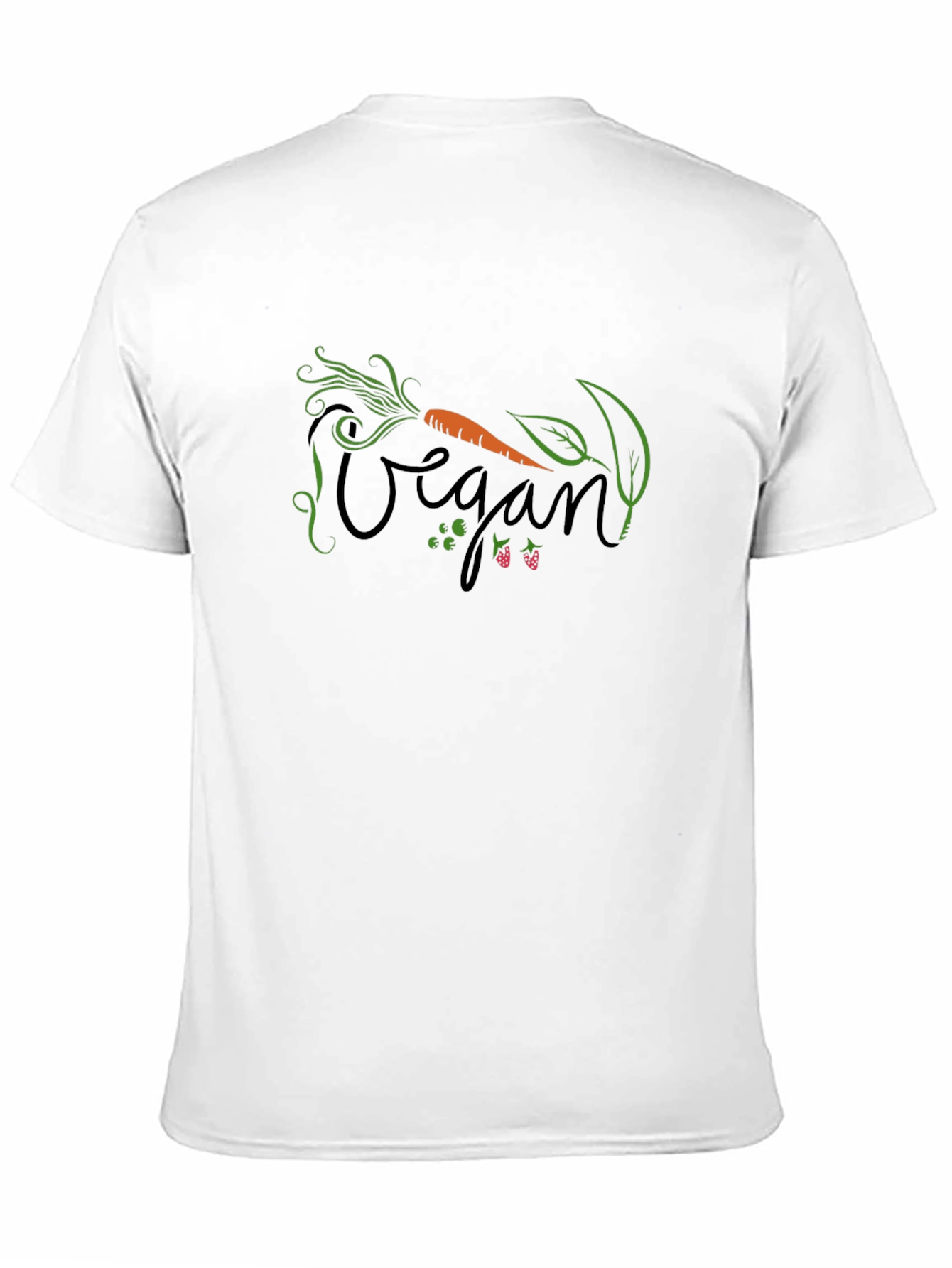 Vegan Graphic T-Shirt: Carrot and Berries Design