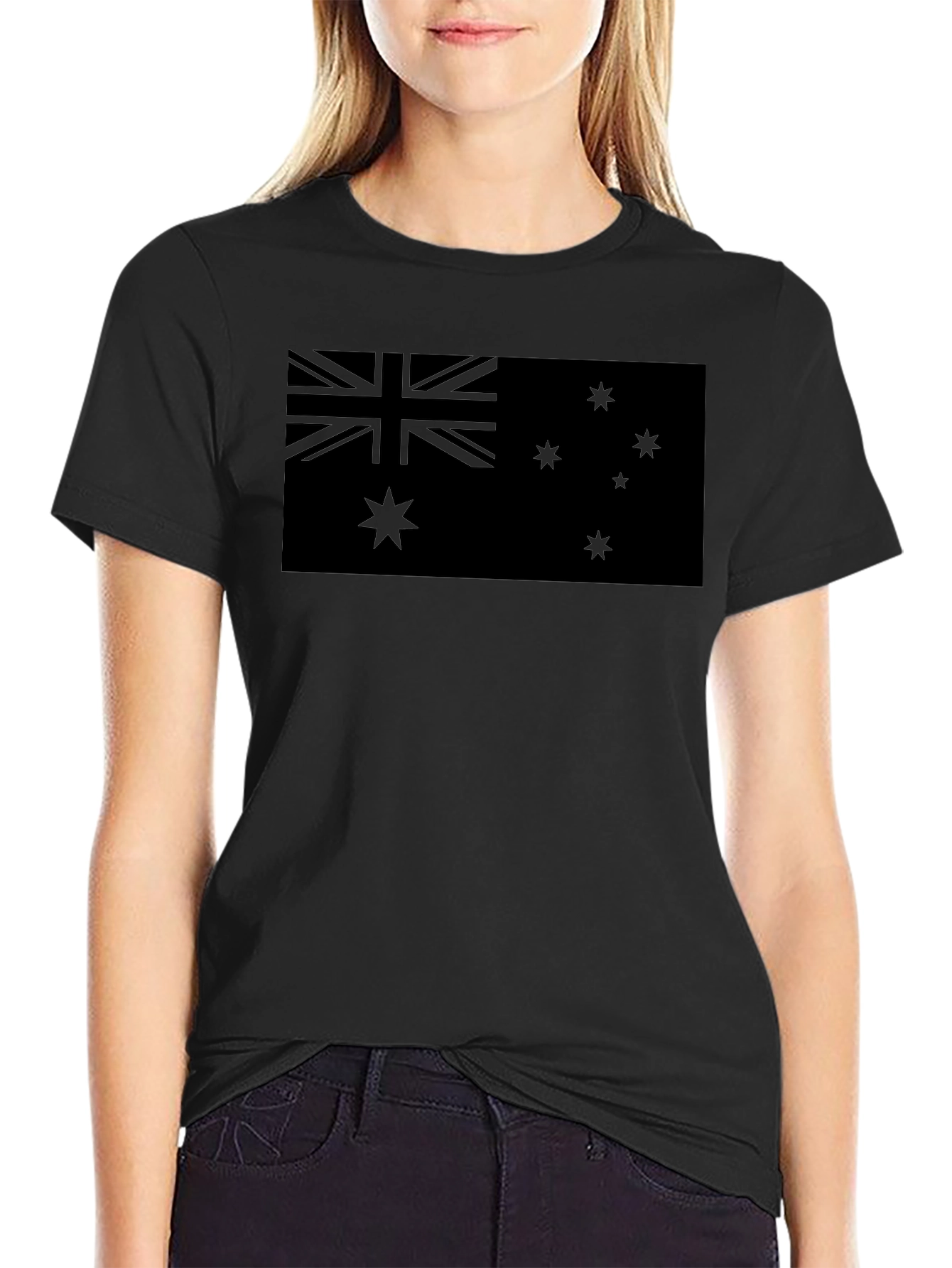 Australian Flag T-Shirt - Black Crew Neck Tee