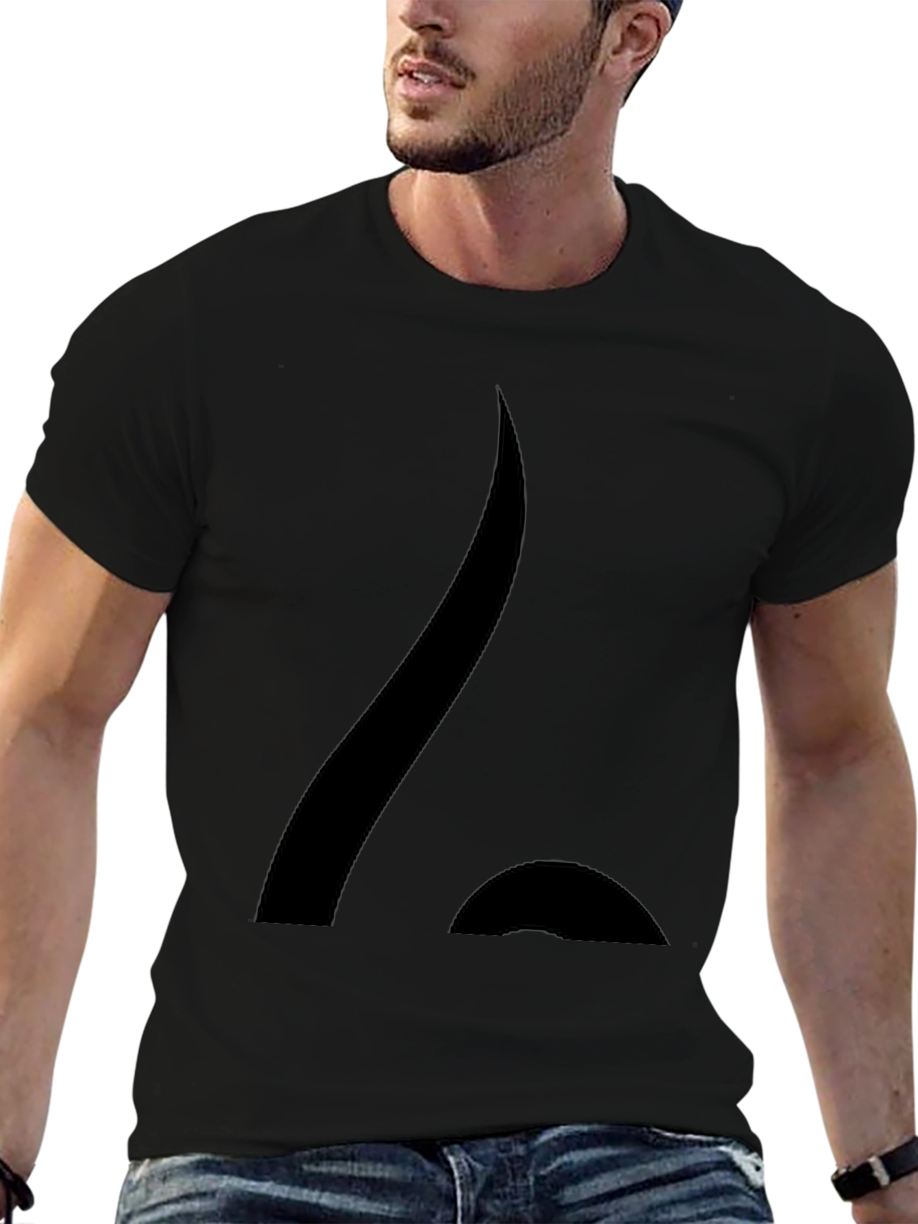 Abstract Design Black Cotton Blend Tee Shirt