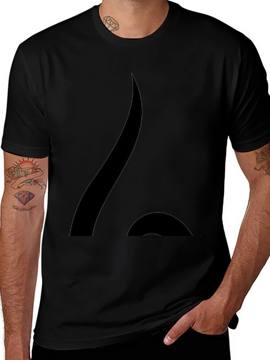 Abstract Design Black Cotton Blend Tee Shirt