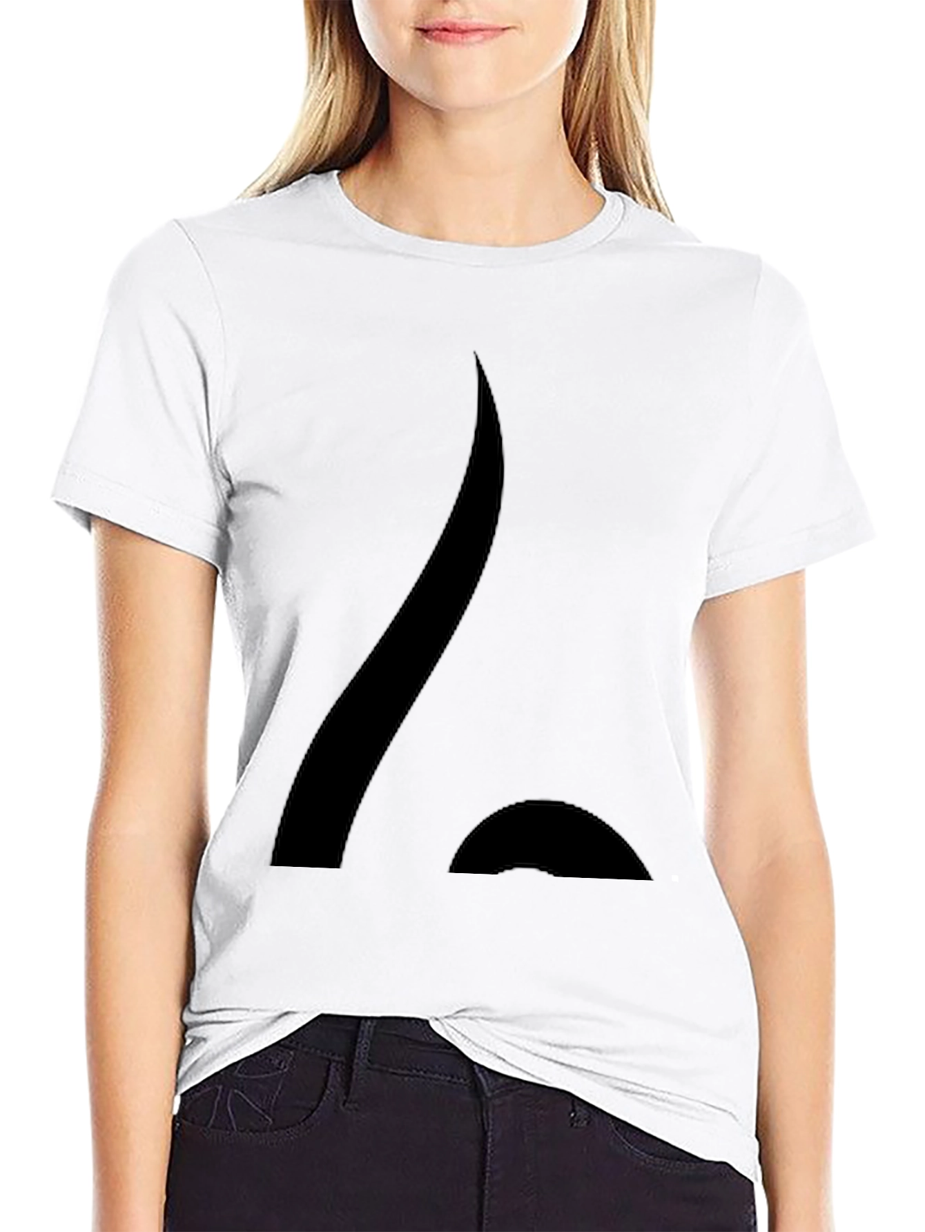 Abstract Design Black Cotton Blend Tee Shirt
