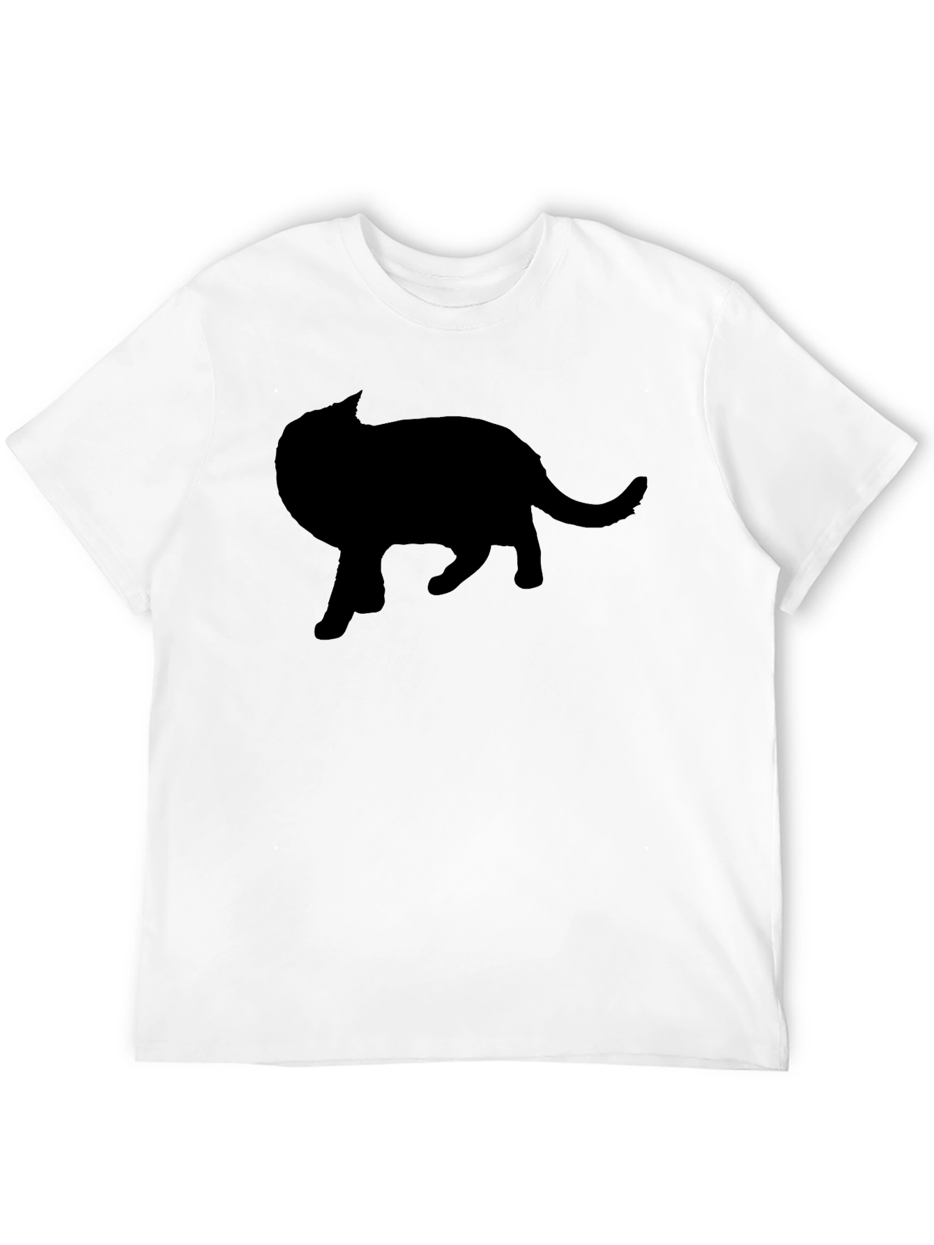 Black Cat Silhouette Graphic Tee - Mens Crew Neck