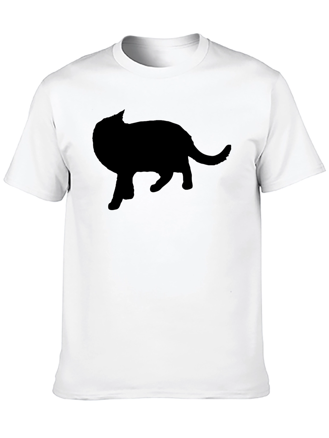 Black Cat Silhouette Graphic Tee - Mens Crew Neck