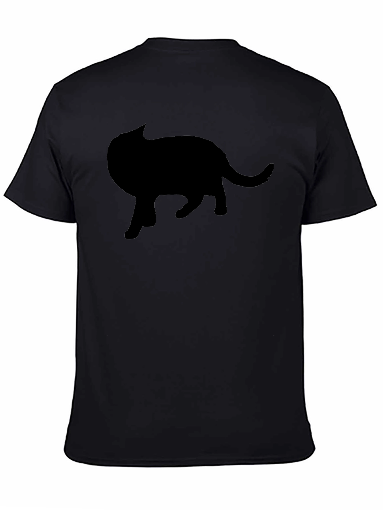 Black Cat Silhouette Graphic Tee - Mens Crew Neck