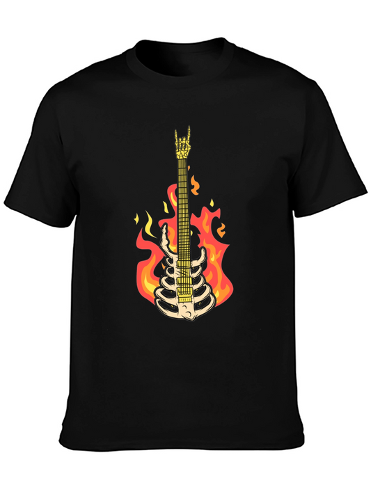 Flaming Skeleton Guitar T-Shirt