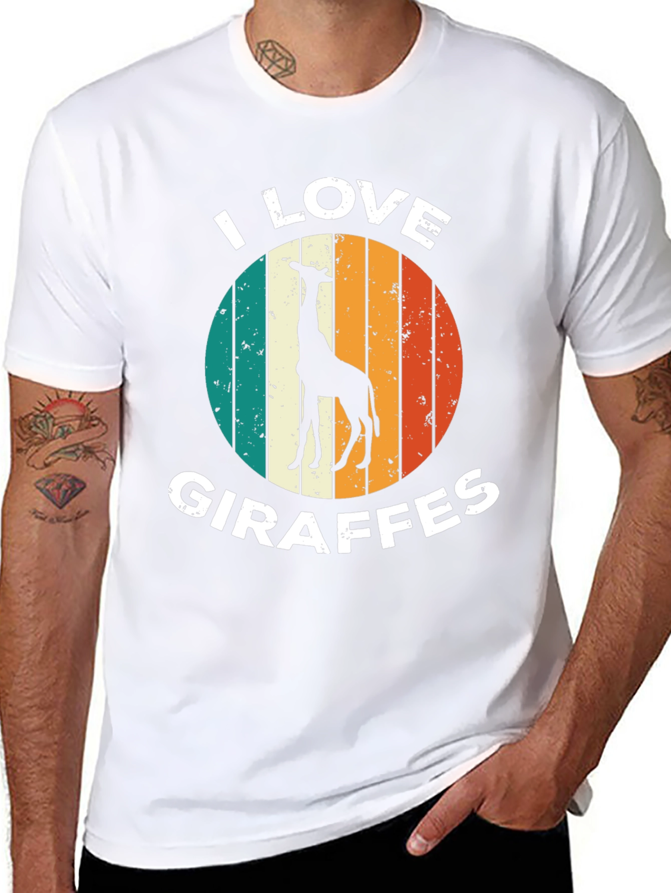 I Love Giraffes T-Shirt Retro Style