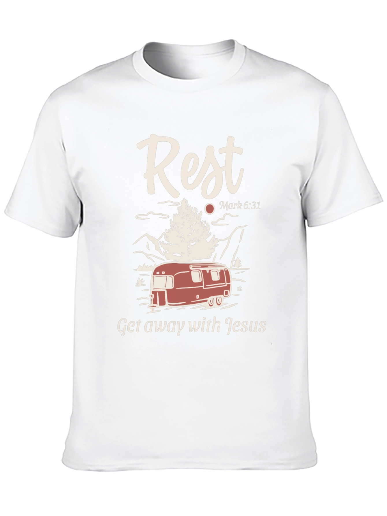 Rest Getaway T-Shirt: Camping with Jesus Tee