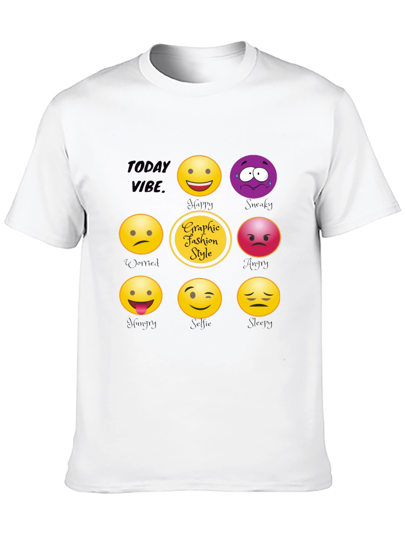 Today Vibe Emoji Graphic Style T-Shirt