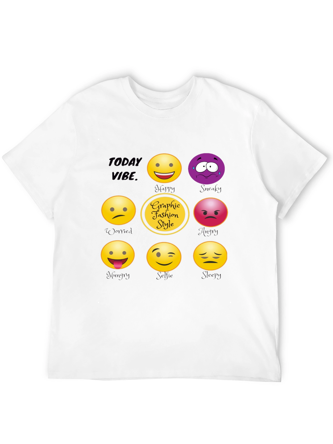 Today Vibe Emoji Graphic Style T-Shirt