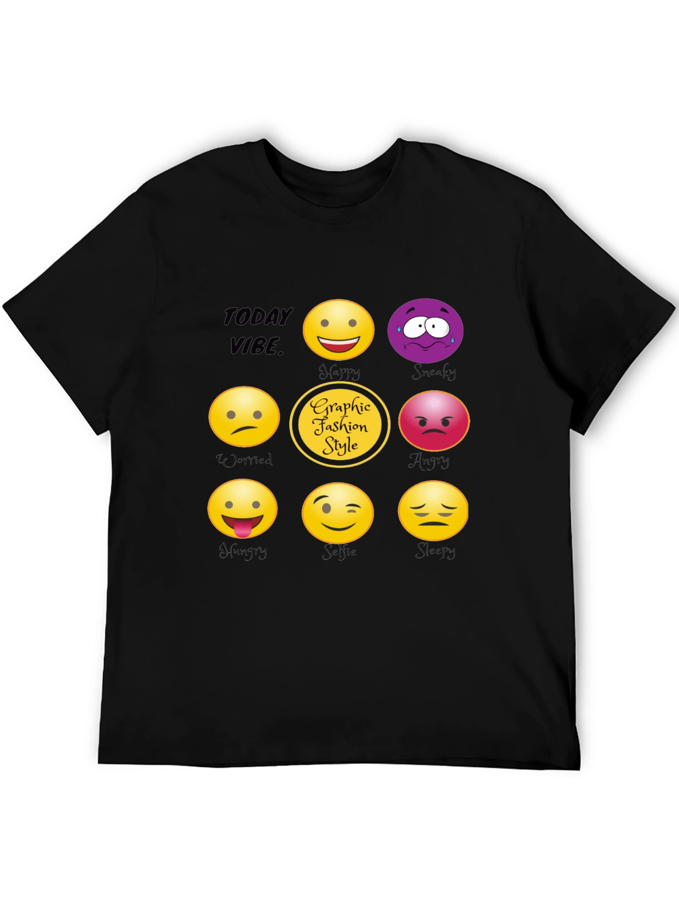 Today Vibe Emoji Graphic Style T-Shirt