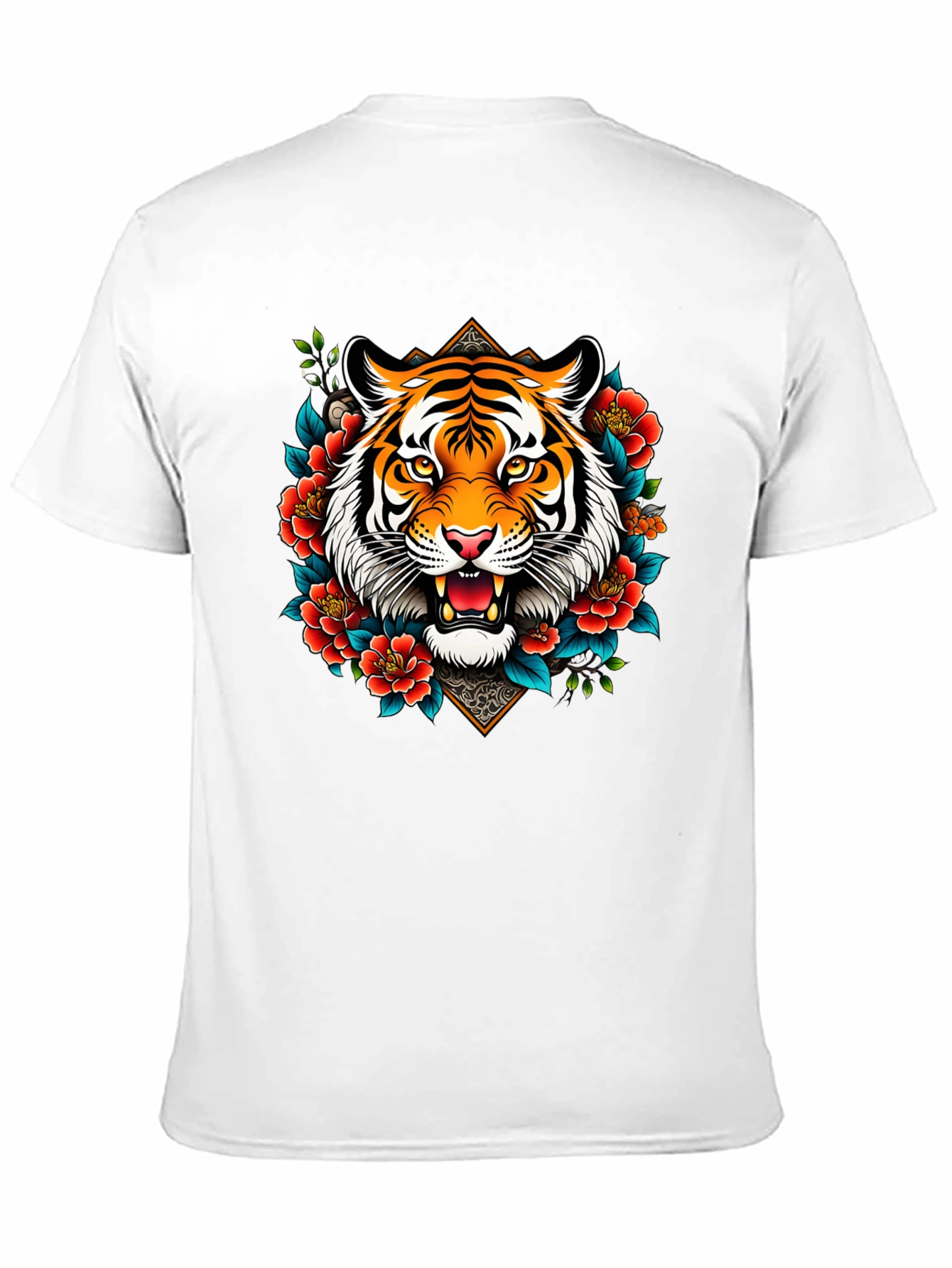 Tiger Floral Graphic Print Black T-Shirt