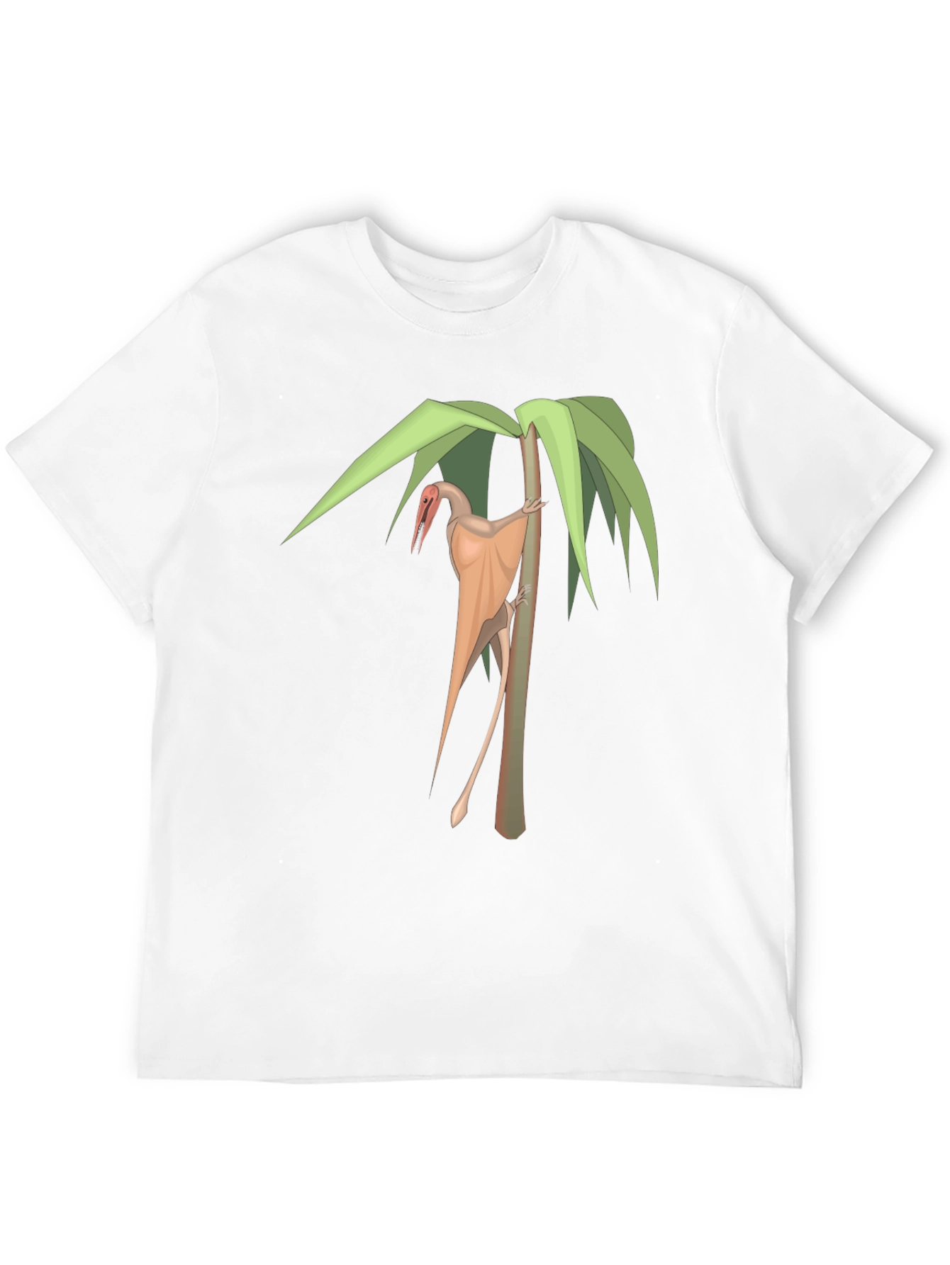 Pterodactyl on Palm Tree Black T-Shirt