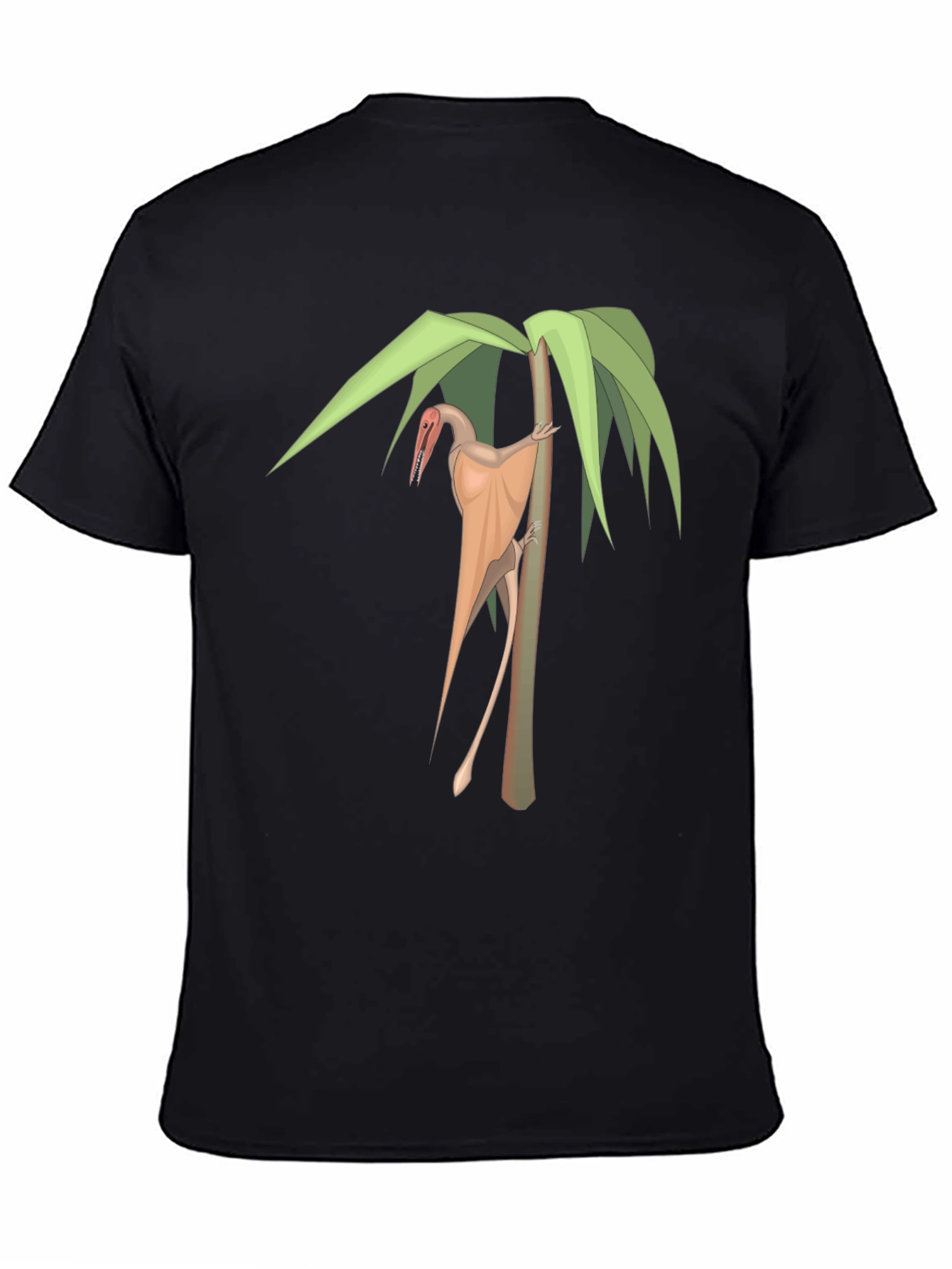 Pterodactyl on Palm Tree Black T-Shirt