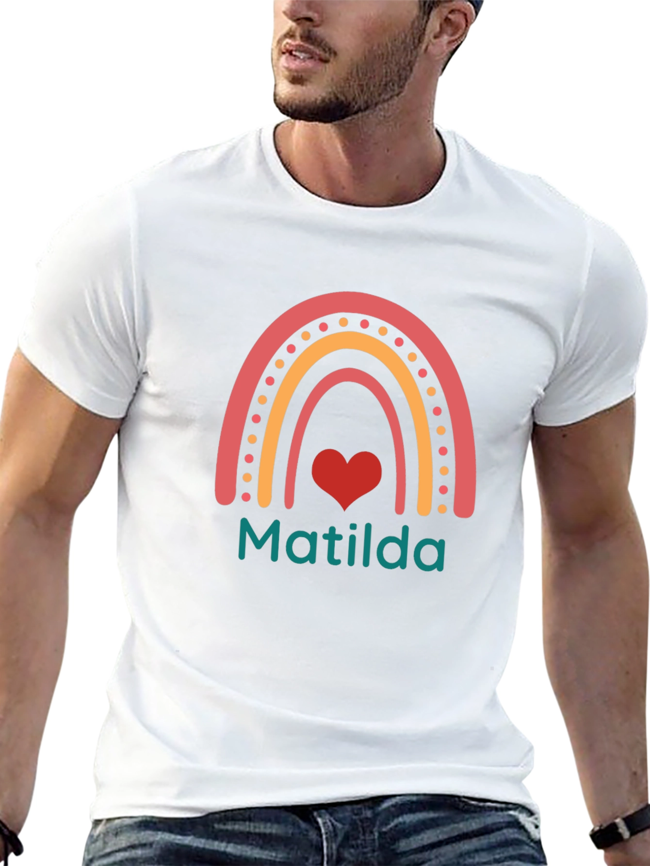 Matilda Rainbow Heart Personalized T-Shirt