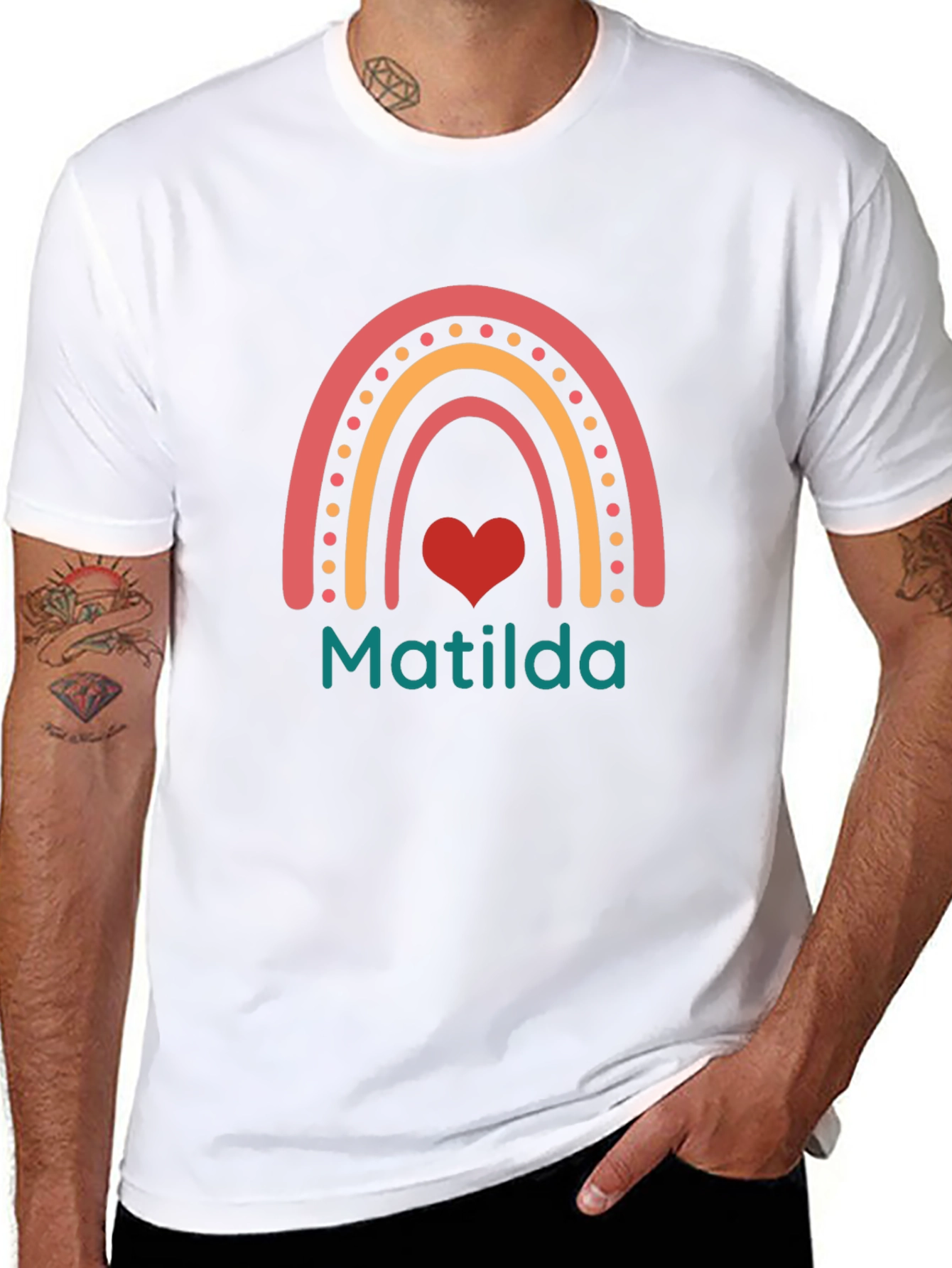 Matilda Rainbow Heart Personalized T-Shirt