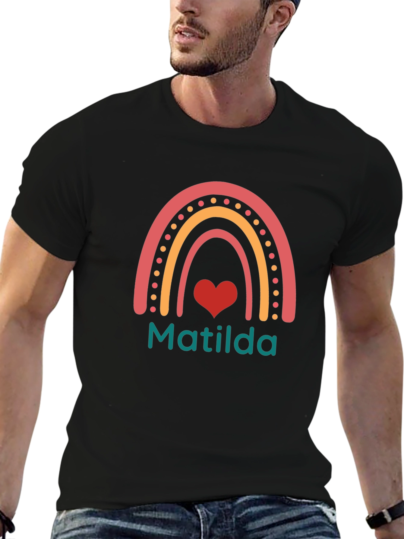 Matilda Rainbow Heart Personalized T-Shirt