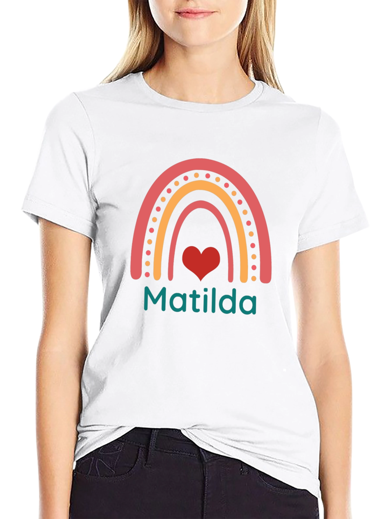 Matilda Rainbow Heart Personalized T-Shirt