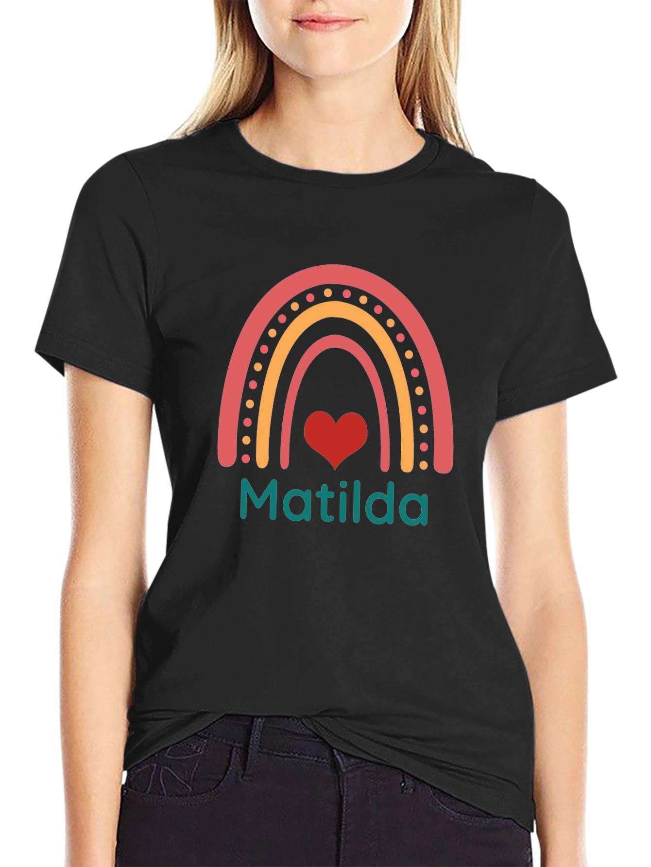 Matilda Rainbow Heart Personalized T-Shirt
