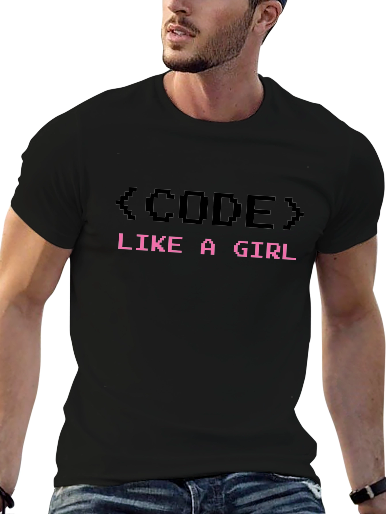 Code Like a Girl Black Graphic T-Shirt