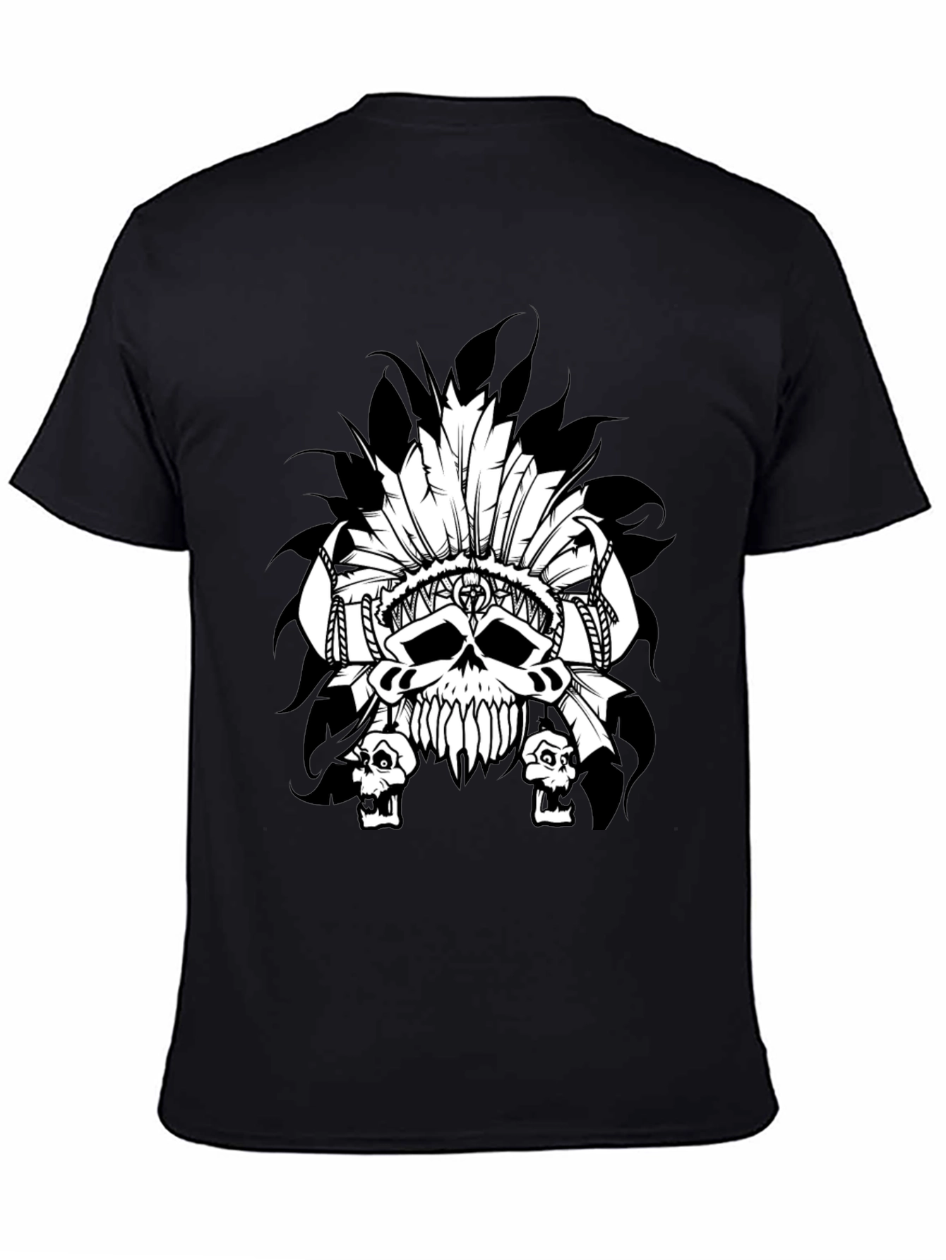 Skull Headdress Graphic T-Shirt - Black