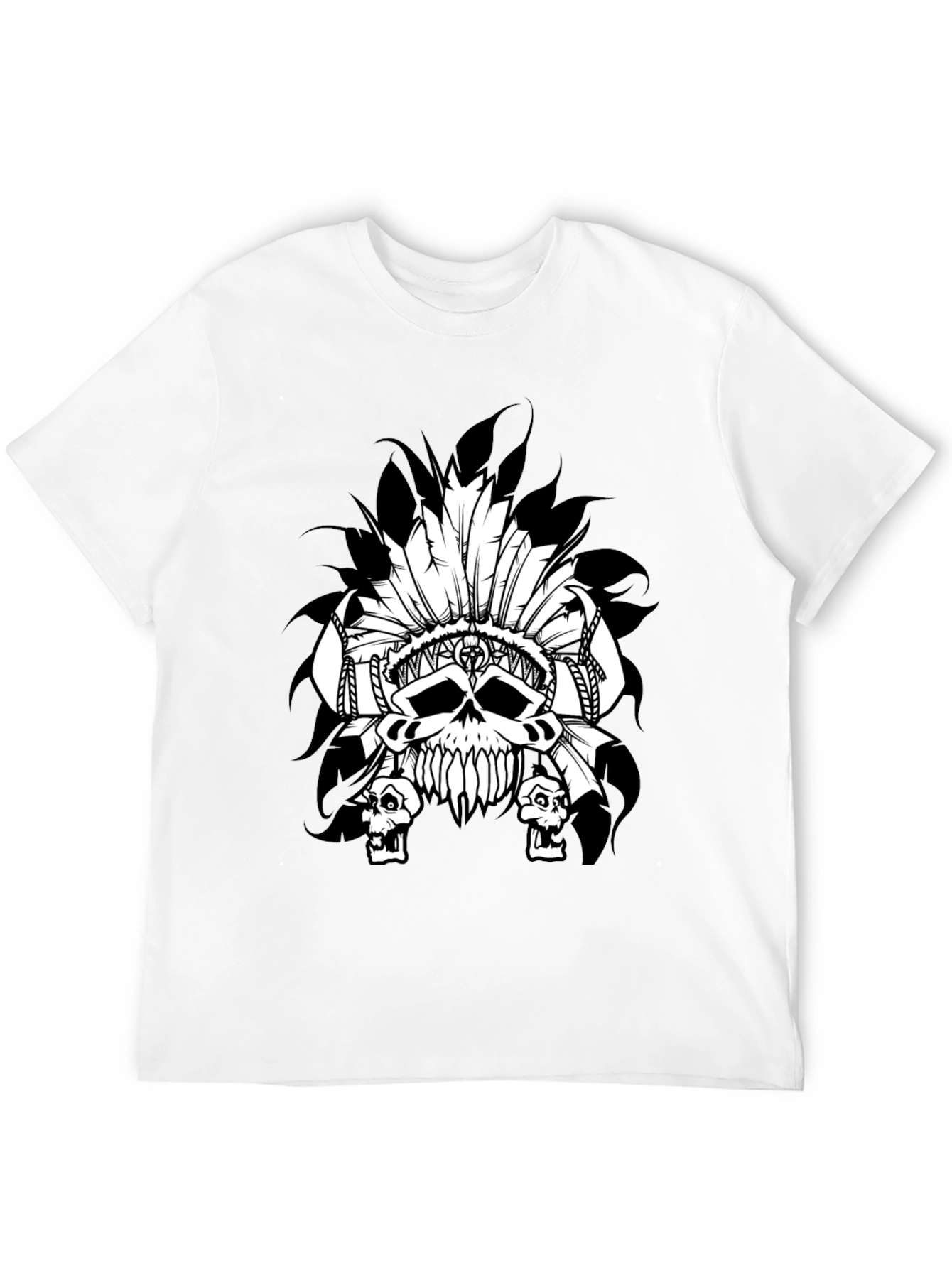 Skull Headdress Graphic T-Shirt - Black