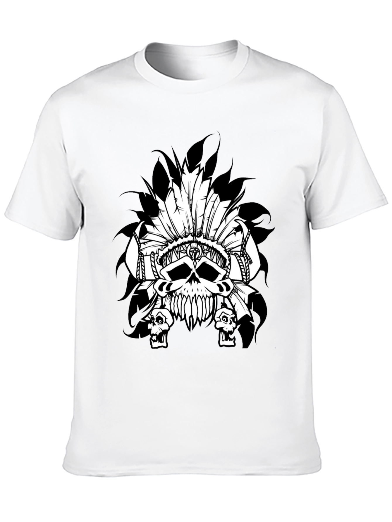 Skull Headdress Graphic T-Shirt - Black