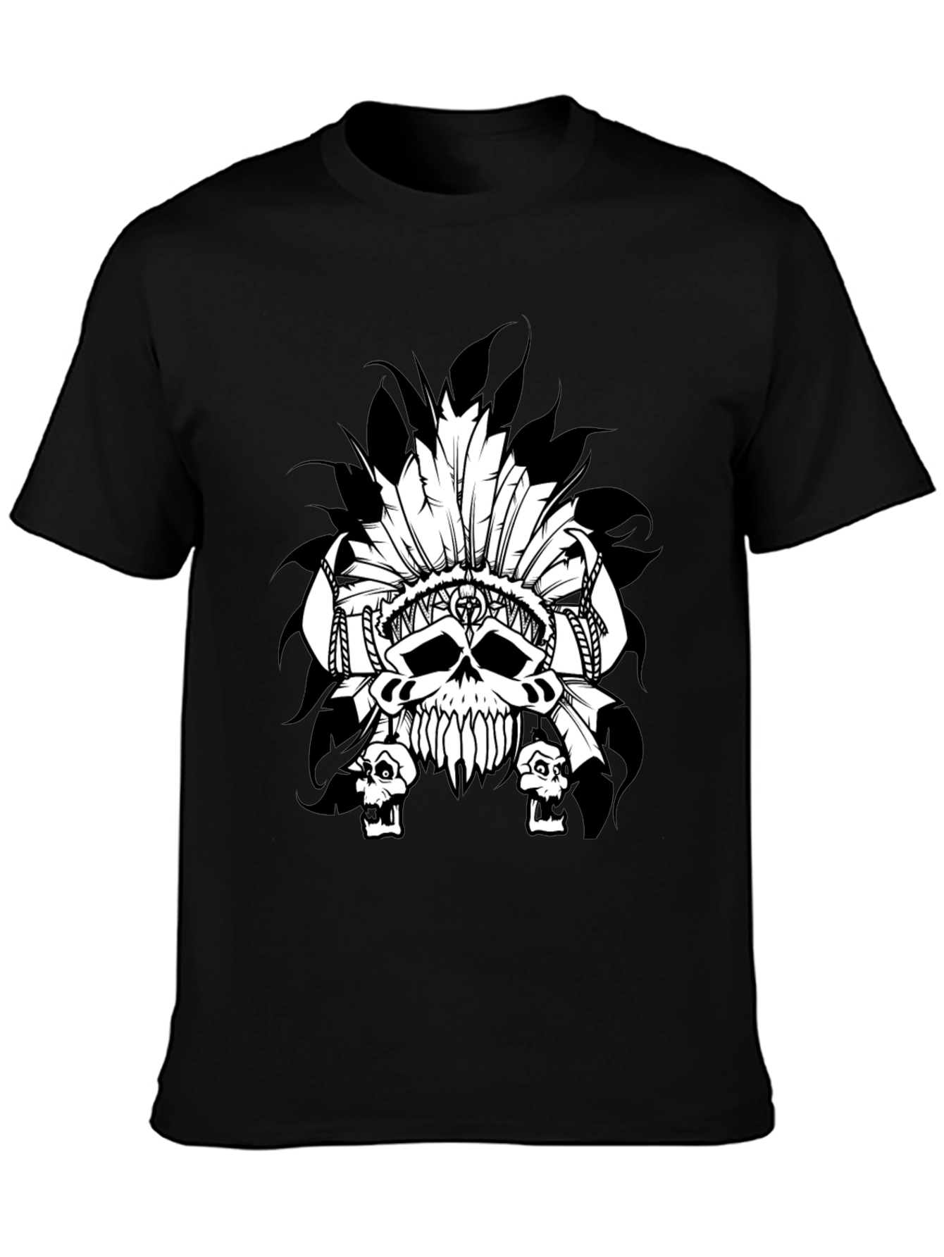 Skull Headdress Graphic T-Shirt - Black