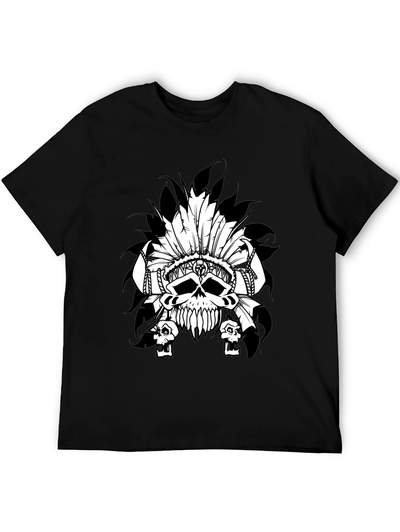 Skull Headdress Graphic T-Shirt - Black