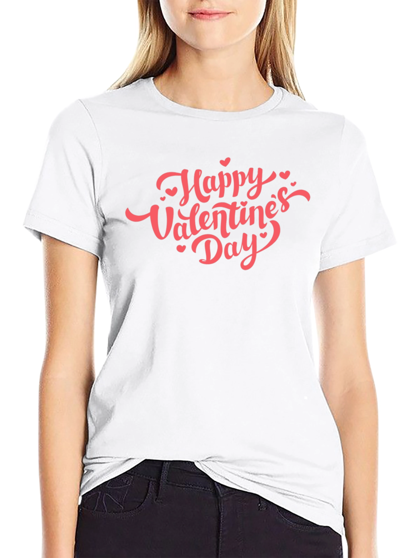 Happy Valentines Day Graphic Tee - Black