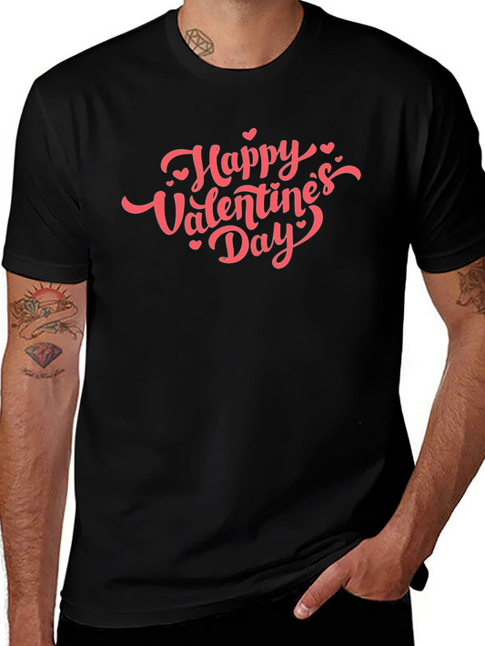 Happy Valentines Day Graphic Tee - Black