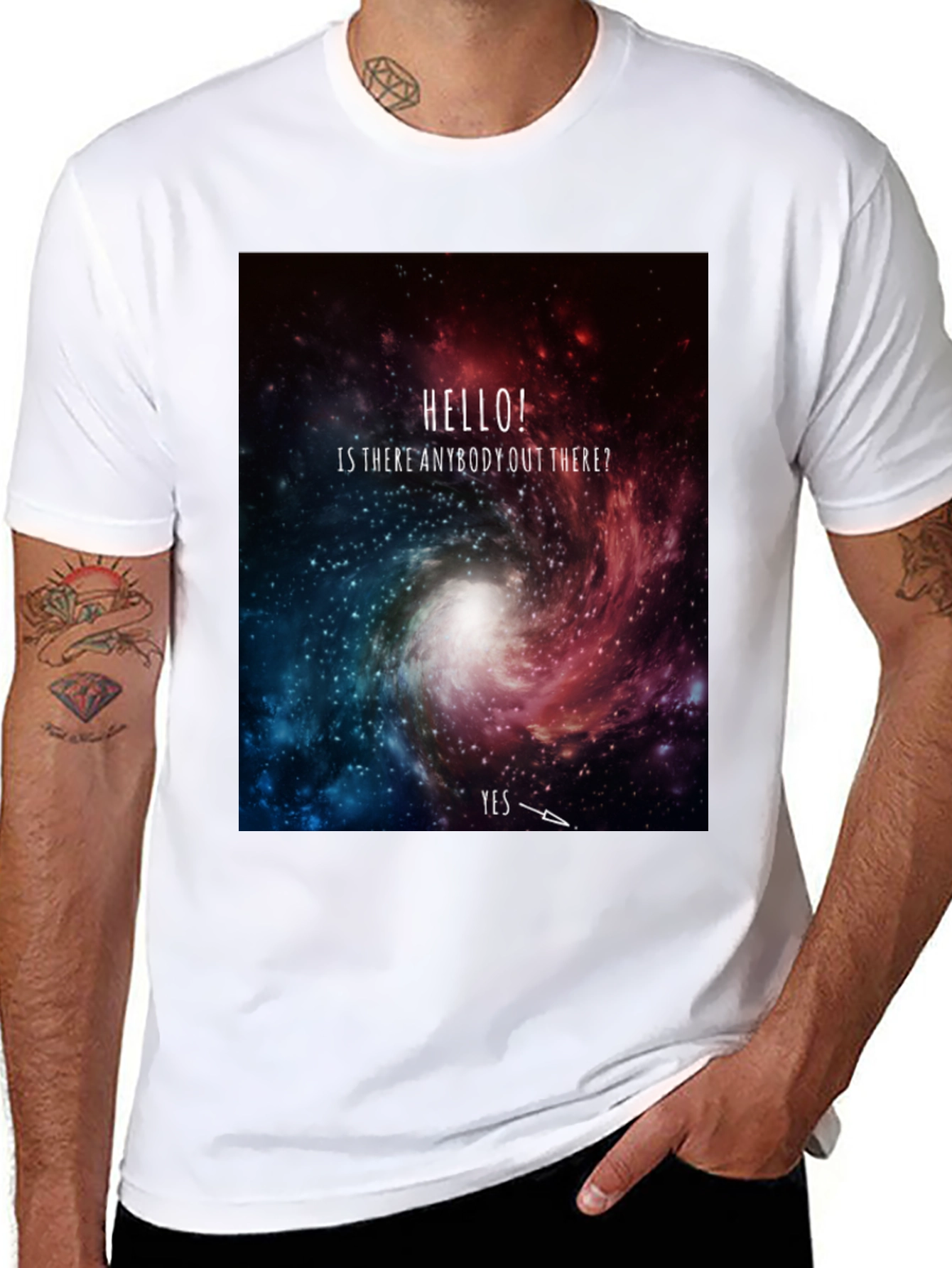 Cosmic Hello T-Shirt - Galaxy Design