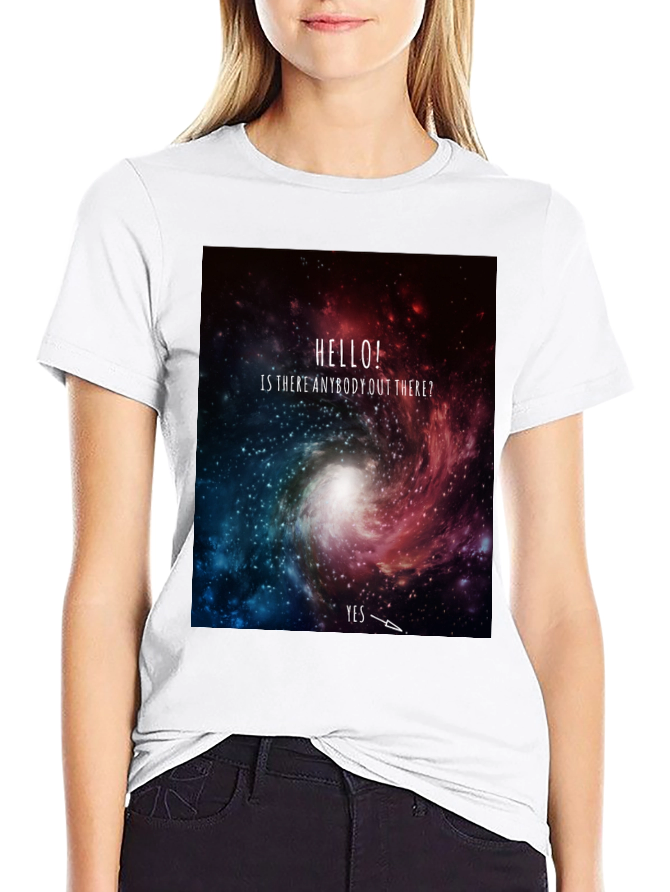 Cosmic Hello T-Shirt - Galaxy Design