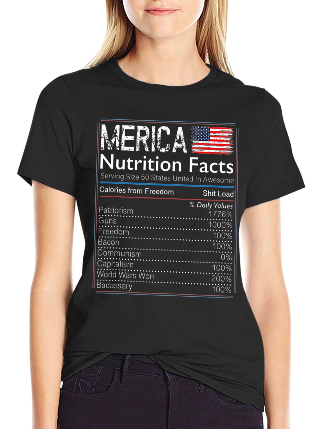 Merica Nutrition Facts Patriotic T-Shirt