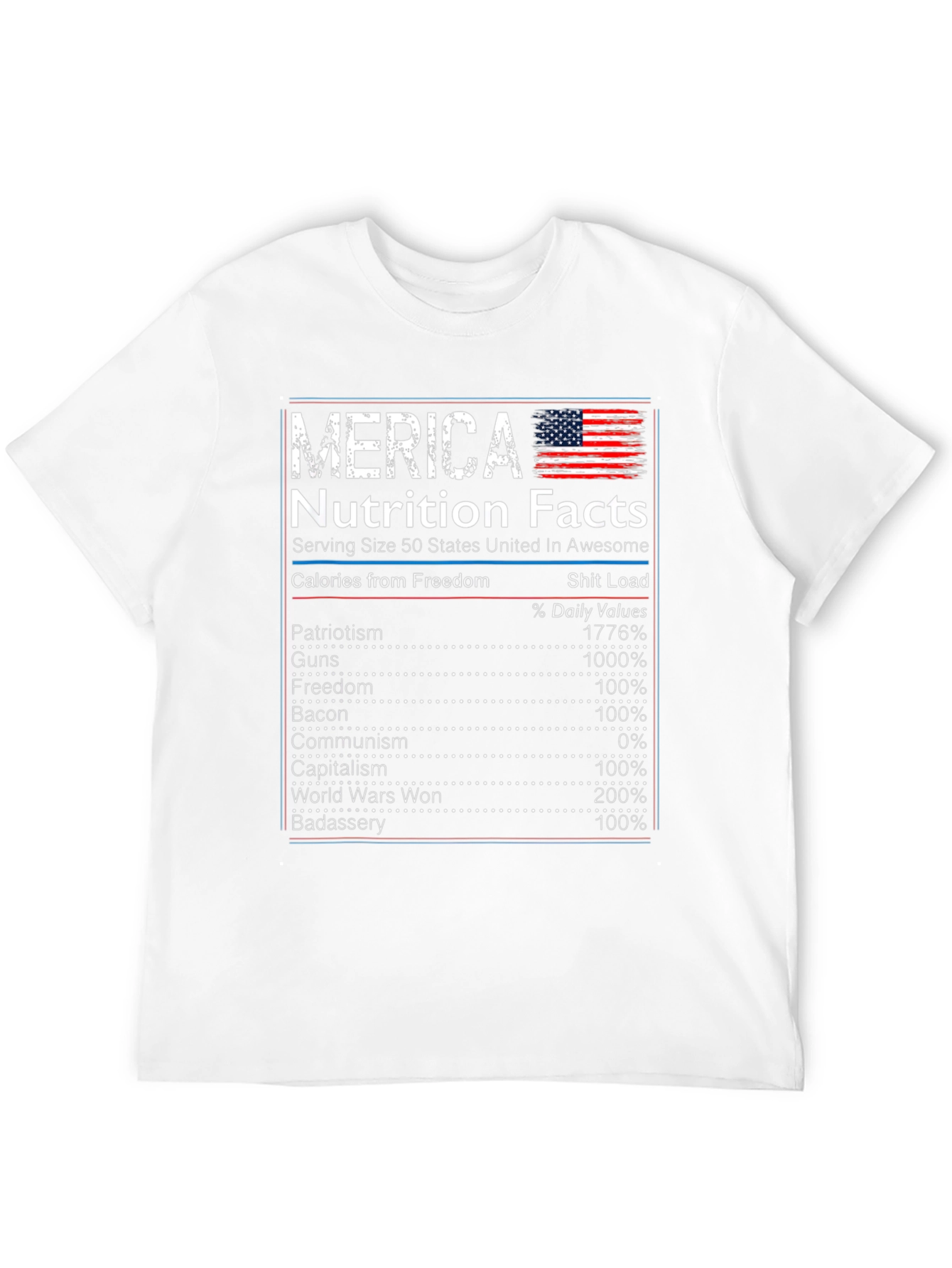 Merica Nutrition Facts Patriotic T-Shirt