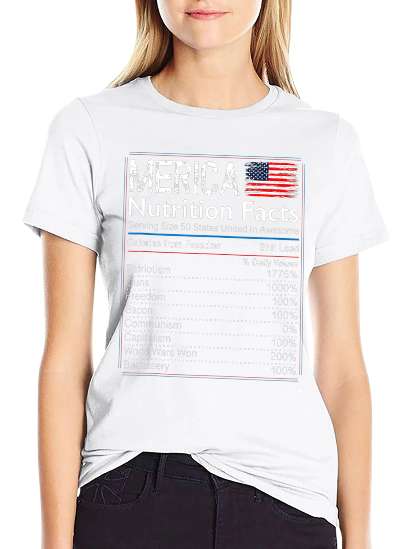 Merica Nutrition Facts Patriotic T-Shirt